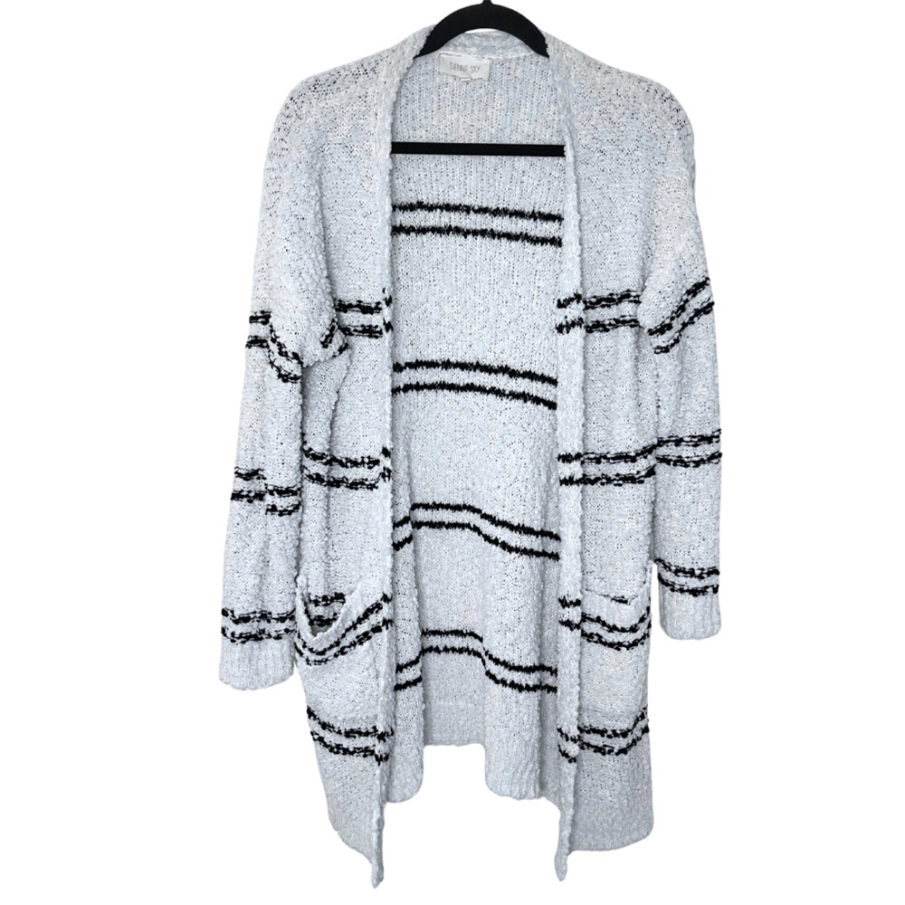 Sienna Sky Black and White Striped Cardigan